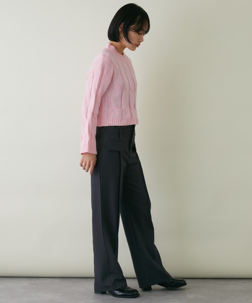mebole(メボレ)の「クロップド丈カラーニット(ニット/セーター・レディース・ホワイト/ブルー/グリーン/ピンク・FREE)」の9枚目の写真