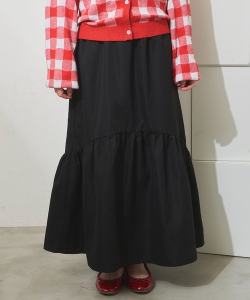 MERLOT（メルロー）の「ラウンドヘムティアード切り替えスカート（スカート・レディース・ブラック/グレイッシュベージュ/グリーン・FREE）」の17枚目の写真