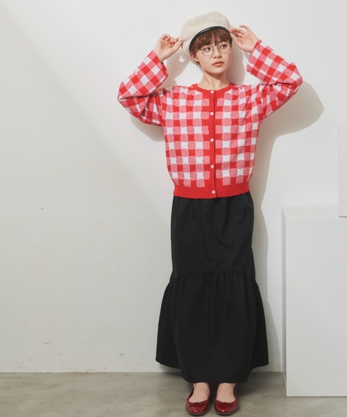 MERLOT（メルロー）の「ラウンドヘムティアード切り替えスカート（スカート・レディース・ブラック/グレイッシュベージュ/グリーン・FREE）」の22枚目の写真