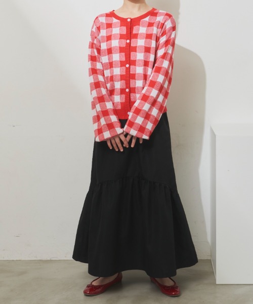 MERLOT（メルロー）の「ラウンドヘムティアード切り替えスカート（スカート・レディース・ブラック/グレイッシュベージュ/グリーン・FREE）」の20枚目の写真