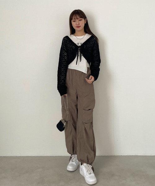 EPIMI E'PIMMY（エピミエピミー）の「透かし編みショートボレロカーディガン（カーディガン/ボレロ・レディース・ベージュ/ブラック/オリーブ/オフホワイト・MEDIUM）」の14枚目の写真