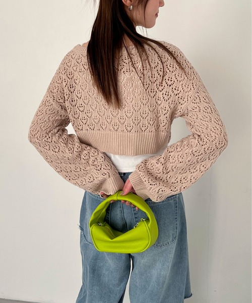 EPIMI E'PIMMY（エピミエピミー）の「透かし編みショートボレロカーディガン（カーディガン/ボレロ・レディース・ベージュ/ブラック/オリーブ/オフホワイト・MEDIUM）」の19枚目の写真