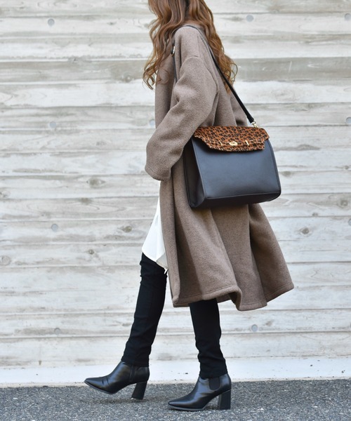 WEGO（ウィゴー）の「MUMU&GO/フェイクウールガウンコート（ノーカラーコート・レディース・ベージュ/ブラック/ライトブラウン/マスタード・FREE）」の14枚目の写真