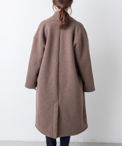 WEGO（ウィゴー）の「MUMU&GO/フェイクウールガウンコート（ノーカラーコート・レディース・ベージュ/ブラック/ライトブラウン/マスタード・FREE）」の8枚目の写真