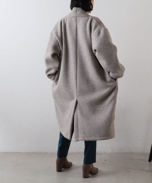 WEGO（ウィゴー）の「MUMU&GO/フェイクウールガウンコート（ノーカラーコート・レディース・ベージュ/ブラック/ライトブラウン/マスタード・FREE）」の22枚目の写真