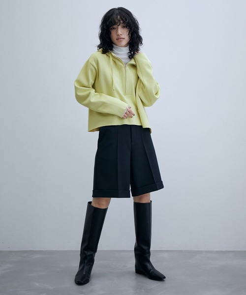 venit(ヴェニット)の「【venit】DOUBLE FACE KNIT FOODIE(パーカー・レディース・イエロー/ダークブラウン・38)」の6枚目の写真