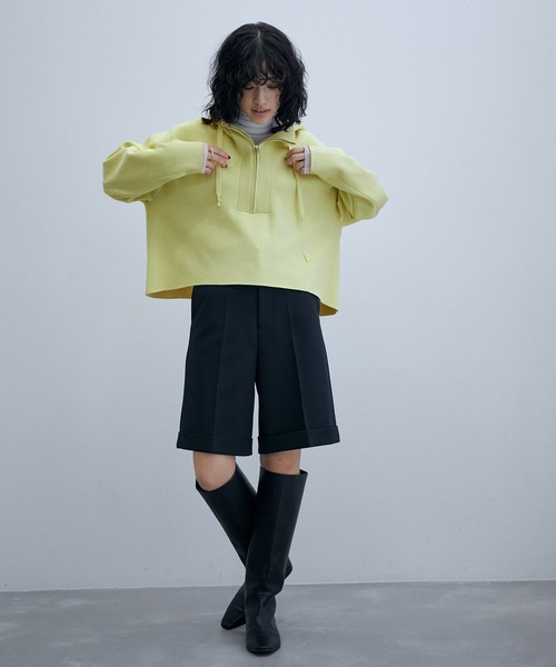 venit(ヴェニット)の「【venit】DOUBLE FACE KNIT FOODIE(パーカー・レディース・イエロー/ダークブラウン・38)」の7枚目の写真