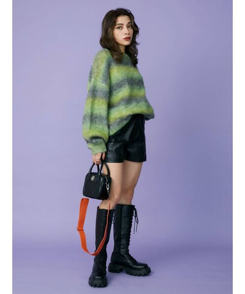 EVRIS（エヴリス）の「フェイクレザーショートパンツ（その他パンツ・レディース・ブラック/アイボリー・MEDIUM/SMALL）」の9枚目の写真