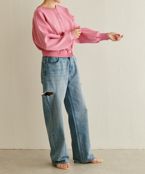 COLLAGE GALLARDAGALANTE(コラージュガリャルダガランテ)の「クロップド3WAYカーデ(カーディガン/ボレロ・レディース・ピンク/ホワイト・FREE)」の6枚目の写真