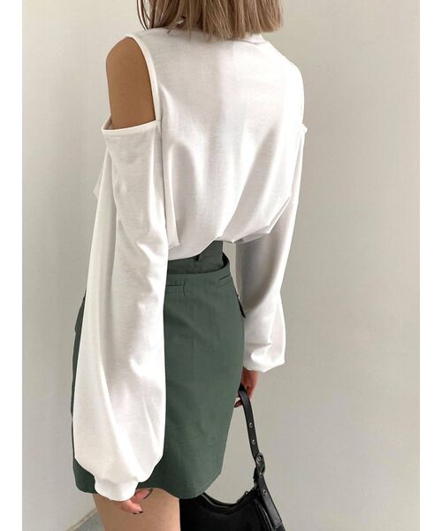styling/ ショルダーカットトップス セール】ショルダーカットルーズトップス（Tシャツ/カットソー