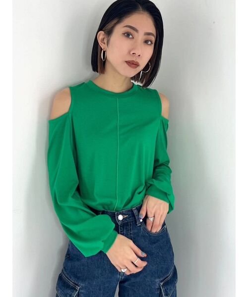 EMODA（エモダ）の「ショルダーカットルーズトップス（Tシャツ/カットソー・レディース・グリーン/アイボリー/ブラック/その他・FREE）」の17枚目の写真