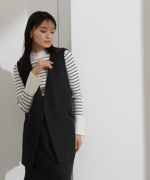 NATURAL BEAUTY BASIC(ナチュラルビューティーベーシック)の「ノーカラージレ(ブルゾン・レディース・ブラック/オフホワイト・SMALL/MEDIUM)」の17枚目の写真