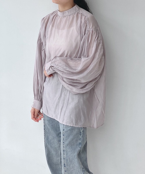 AS KNOW AS plus(アズノゥアズプラス)の「○シアーボリューム ギャザーチュニック(チュニック・レディース・アッシュブラウン/オフホワイト/ライトイエロー/ライトブルー・FREE)」の18枚目の写真