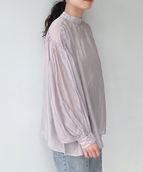 AS KNOW AS plus(アズノゥアズプラス)の「○シアーボリューム ギャザーチュニック(チュニック・レディース・アッシュブラウン/オフホワイト/ライトイエロー/ライトブルー・FREE)」の11枚目の写真
