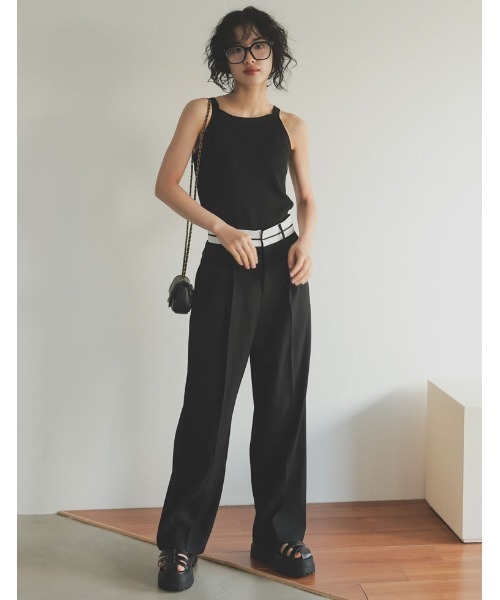 Re:EDIT（リエディ）の「[低身長/高身長サイズ有]マーベルトウエストデザインタックパンツ（その他パンツ・レディース・ブラック/ベージュ/グレー・MEDIUM/LARGE/SHORT/TALL/SMALL）」の14枚目の写真