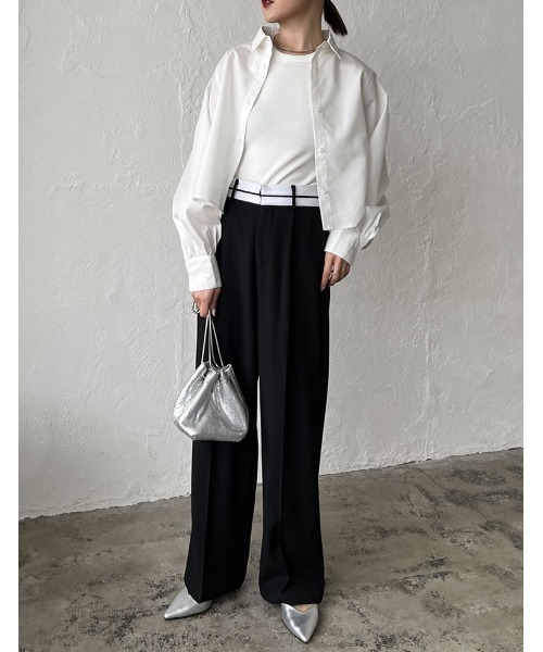 Re:EDIT（リエディ）の「[低身長/高身長サイズ有]マーベルトウエストデザインタックパンツ（その他パンツ・レディース・ブラック/ベージュ/グレー・MEDIUM/LARGE/SHORT/TALL/SMALL）」の15枚目の写真