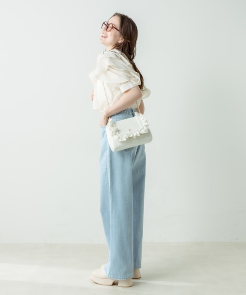 OLIVE des OLIVE(オリーブデオリーブ)の「脚長ワイドデニムパンツ(デニムパンツ・レディース・ブルー/サックスブルー・FREE)」の5枚目の写真