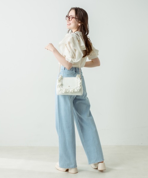 OLIVE des OLIVE(オリーブデオリーブ)の「脚長ワイドデニムパンツ(デニムパンツ・レディース・ブルー/サックスブルー・FREE)」の6枚目の写真