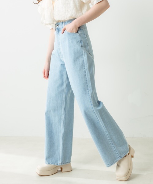 OLIVE des OLIVE(オリーブデオリーブ)の「脚長ワイドデニムパンツ(デニムパンツ・レディース・ブルー/サックスブルー・FREE)」の8枚目の写真