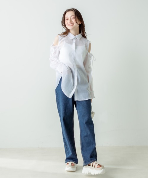 OLIVE des OLIVE(オリーブデオリーブ)の「脚長ワイドデニムパンツ(デニムパンツ・レディース・ブルー/サックスブルー・FREE)」の10枚目の写真