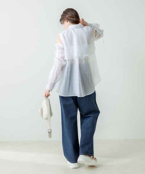 OLIVE des OLIVE(オリーブデオリーブ)の「脚長ワイドデニムパンツ(デニムパンツ・レディース・ブルー/サックスブルー・FREE)」の12枚目の写真