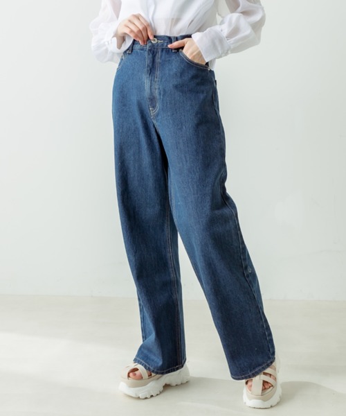 OLIVE des OLIVE(オリーブデオリーブ)の「脚長ワイドデニムパンツ(デニムパンツ・レディース・ブルー/サックスブルー・FREE)」の13枚目の写真