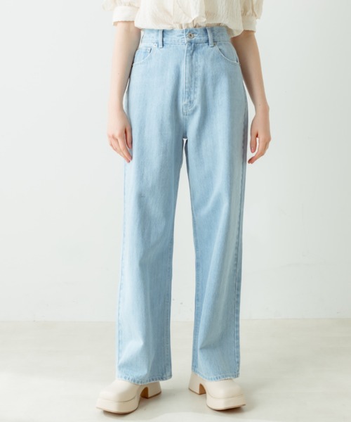 OLIVE des OLIVE(オリーブデオリーブ)の「脚長ワイドデニムパンツ(デニムパンツ・レディース・ブルー/サックスブルー・FREE)」の16枚目の写真