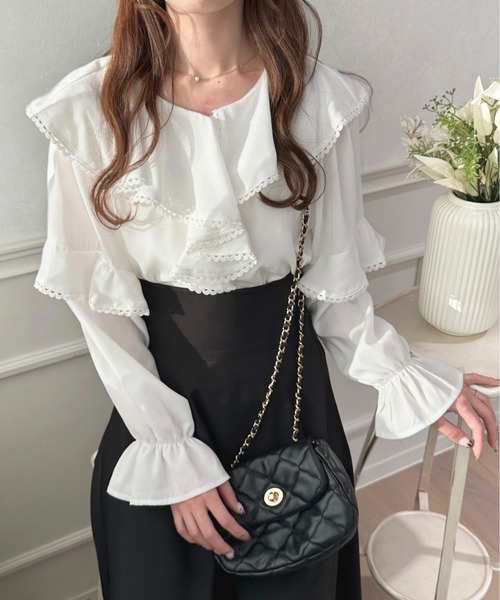 apres jour(アプレジュール)の「アソートフリルラッフルブラウス【ZOZOTOWN限定アイテム】(シャツ/ブラウス・レディース・ホワイト系その他/ブラック/ブラック系その他/オフホワイト・フリー/X-LARGE)」の2枚目の写真