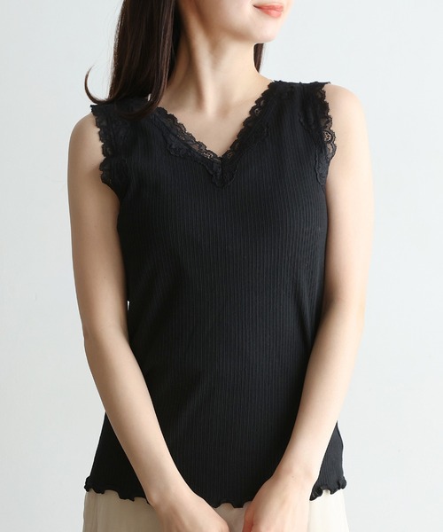 RETRO GIRL（レトロガール）の「２WAYレースタンク（Tシャツ/カットソー・レディース・ホワイト/ライトグレー/ブラック/ピンク・FREE）」の2枚目の写真