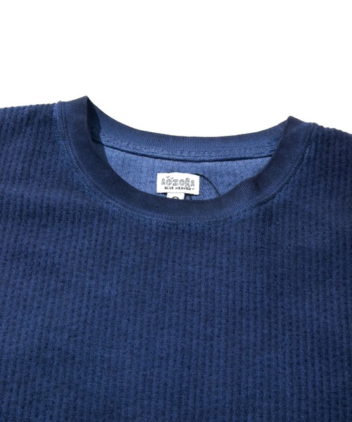 AOZORA(アオゾラ)の「AOZORA/アオゾラ 刺し子WAVEムラピグメントTシャツ(Tシャツ/カットソー・メンズ・ネイビー/ブルー・MEDIUM/LARGE/X-LARGE)」の3枚目の写真