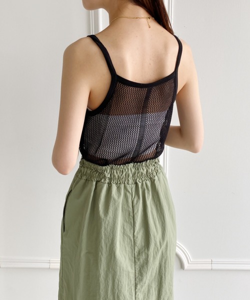 yuue' ( wear )（ユーイ）の「メッシュタンクトップ（タンクトップ・レディース・ホワイト/ベージュ/ブラック・FREE）」の6枚目の写真