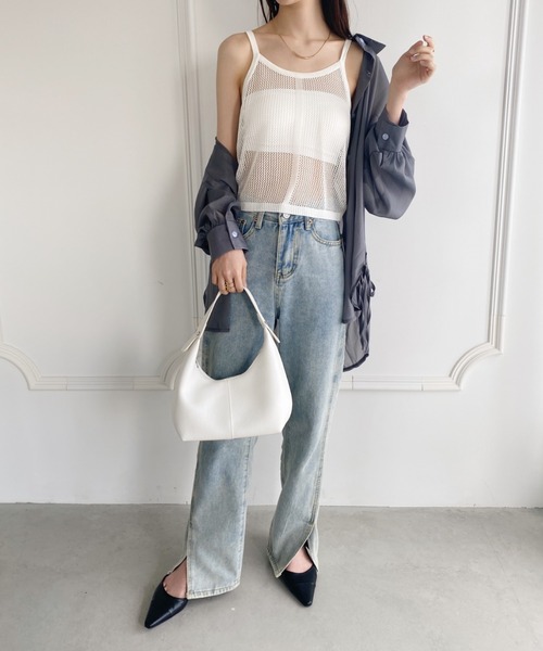 yuue' ( wear )（ユーイ）の「メッシュタンクトップ（タンクトップ・レディース・ホワイト/ベージュ/ブラック・FREE）」の13枚目の写真