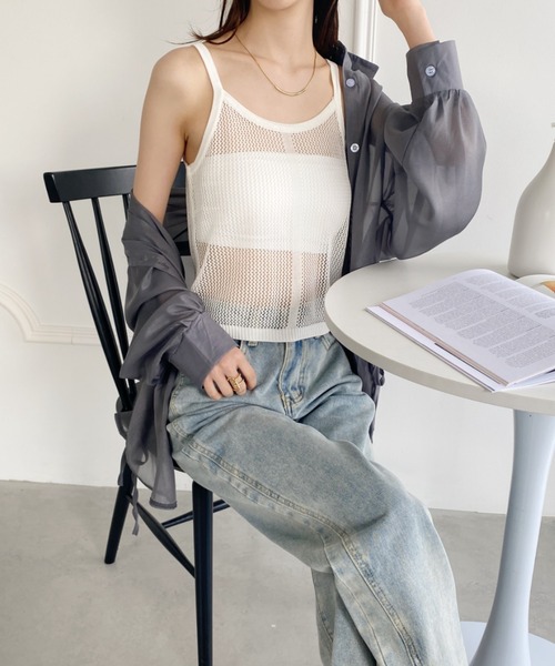 yuue' ( wear )（ユーイ）の「メッシュタンクトップ（タンクトップ・レディース・ホワイト/ベージュ/ブラック・FREE）」の14枚目の写真