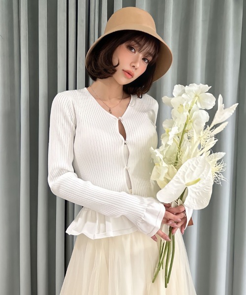 EIMY ISTOIRE(エイミーイストワール)の「パールスリットリブニットカーディガン(ニット/セーター・レディース・ホワイト/ブラック/サックスブルー/イエロー/オレンジ/グリーン系その他・FREE)」の22枚目の写真