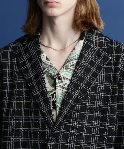 schott（ショット）の「【直営限定】Schott/ショット/PATTERNED JERSEY 2BUTTON JACKET/パターンジャージ 2ボタンジャケット（テーラードジャケット・メンズ・ブラック/ホワイト系2・L/M/XL）」の13枚目の写真