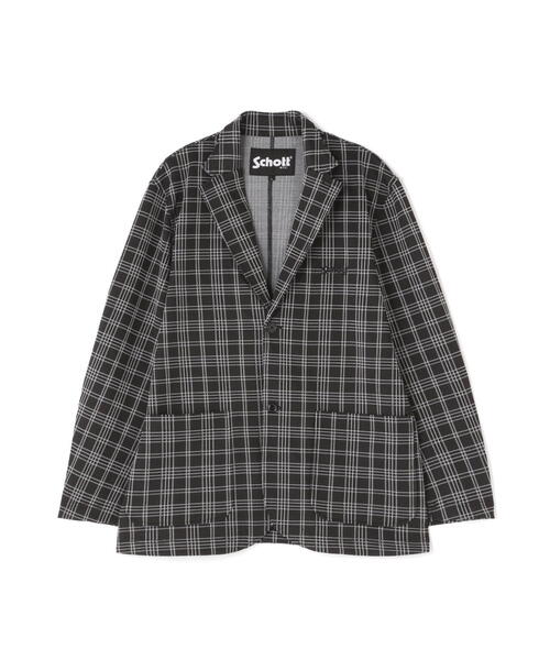 schott（ショット）の「【直営限定】Schott/ショット/PATTERNED JERSEY 2BUTTON JACKET/パターンジャージ 2ボタンジャケット（テーラードジャケット・メンズ・ブラック/ホワイト系2・L/M/XL）」の9枚目の写真