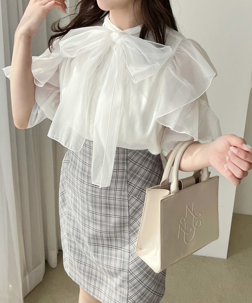one after another NICE CLAUP（ワンアフターアナザーナイスクラップ）の「マルチwayリボンブラウス（シャツ/ブラウス・レディース・オフホワイト/ブラック系その他/グレー/ドット・FREE）」の12枚目の写真