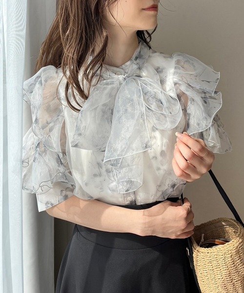 one after another NICE CLAUP（ワンアフターアナザーナイスクラップ）の「マルチwayリボンブラウス（シャツ/ブラウス・レディース・オフホワイト/ブラック系その他/グレー/ドット・FREE）」の17枚目の写真