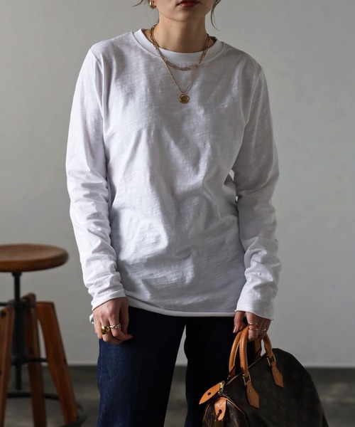 Bonjour Sagan（ボンジュールサガン）の「スラブロンT（Tシャツ/カットソー・レディース・ブラック/オフホワイト・FREE）」の2枚目の写真