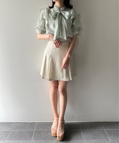 one way（ワンウェイ）の「ラメオーガンリボンタイブラウス（シャツ/ブラウス・レディース・ピンク/グリーン/ホワイト/ホワイト系その他/ベージュ系その他・FREE）」の10枚目の写真