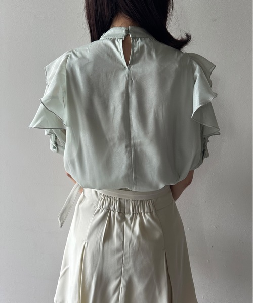 one way（ワンウェイ）の「ラメオーガンリボンタイブラウス（シャツ/ブラウス・レディース・ピンク/グリーン/ホワイト/ホワイト系その他/ベージュ系その他・FREE）」の13枚目の写真