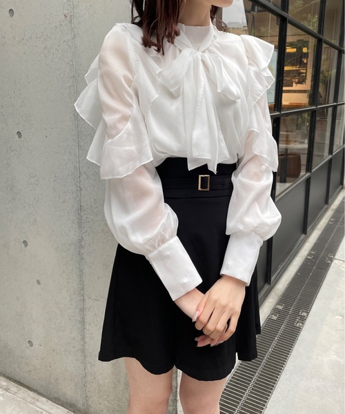 one way（ワンウェイ）の「ラメオーガンリボンタイブラウス（シャツ/ブラウス・レディース・ピンク/グリーン/ホワイト/ホワイト系その他/ベージュ系その他・FREE）」の16枚目の写真