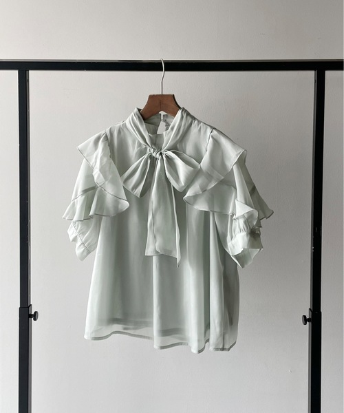 one way（ワンウェイ）の「ラメオーガンリボンタイブラウス（シャツ/ブラウス・レディース・ピンク/グリーン/ホワイト/ホワイト系その他/ベージュ系その他・FREE）」の14枚目の写真