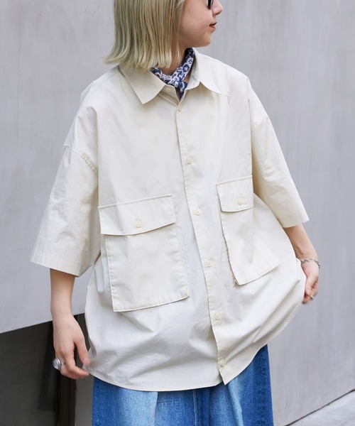 CIAOPANIC TYPY(チャオパニックティピー)の「ブロードビッグポケットビッグシャツ(シャツ/ブラウス・メンズ・ネイビー/ベージュ/グリーン系その他・MEDIUM/LARGE)」の6枚目の写真