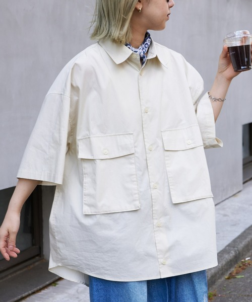 CIAOPANIC TYPY(チャオパニックティピー)の「ブロードビッグポケットビッグシャツ(シャツ/ブラウス・メンズ・ネイビー/ベージュ/グリーン系その他・MEDIUM/LARGE)」の4枚目の写真