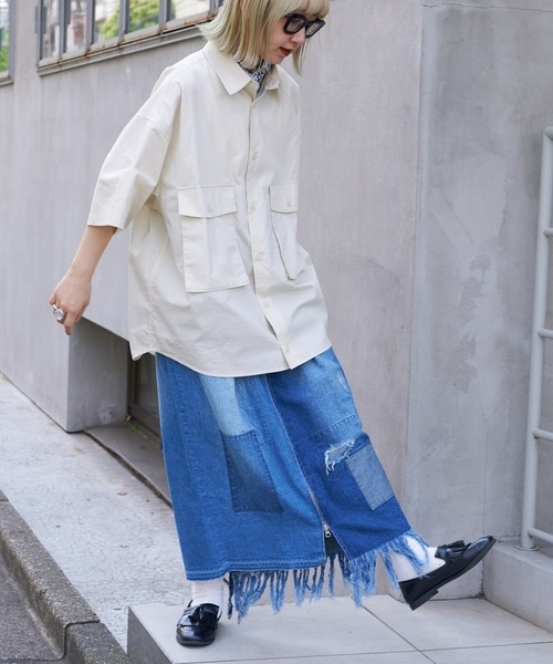 CIAOPANIC TYPY(チャオパニックティピー)の「ブロードビッグポケットビッグシャツ(シャツ/ブラウス・メンズ・ネイビー/ベージュ/グリーン系その他・MEDIUM/LARGE)」の10枚目の写真