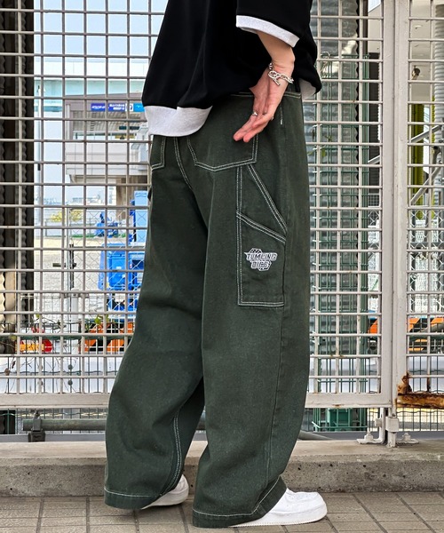 kutir(クティール)の「刺繍ペインターワイドデニムパンツ(デニムパンツ・メンズ・ブラック/カーキ/オフホワイト・SMALL/MEDIUM/LARGE)」の3枚目の写真