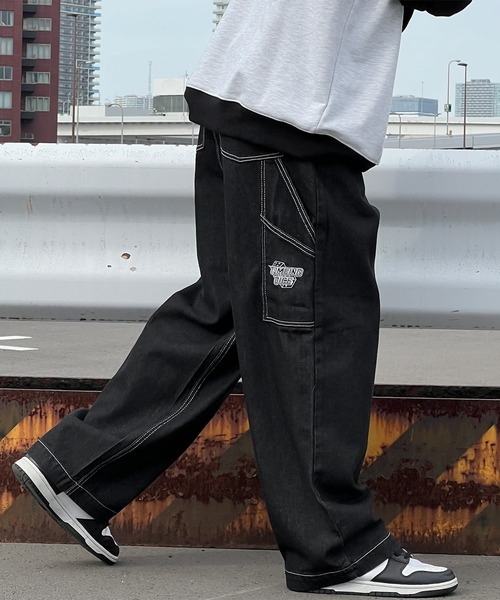 kutir(クティール)の「刺繍ペインターワイドデニムパンツ(デニムパンツ・メンズ・ブラック/カーキ/オフホワイト・SMALL/MEDIUM/LARGE)」の6枚目の写真