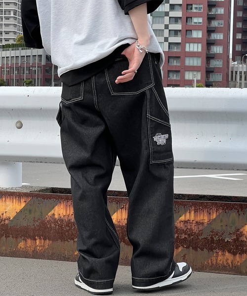 kutir(クティール)の「刺繍ペインターワイドデニムパンツ(デニムパンツ・メンズ・ブラック/カーキ/オフホワイト・SMALL/MEDIUM/LARGE)」の9枚目の写真