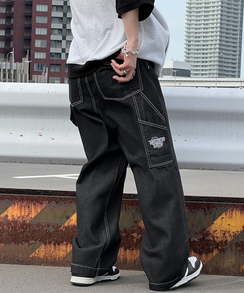 kutir(クティール)の「刺繍ペインターワイドデニムパンツ(デニムパンツ・メンズ・ブラック/カーキ/オフホワイト・SMALL/MEDIUM/LARGE)」の8枚目の写真